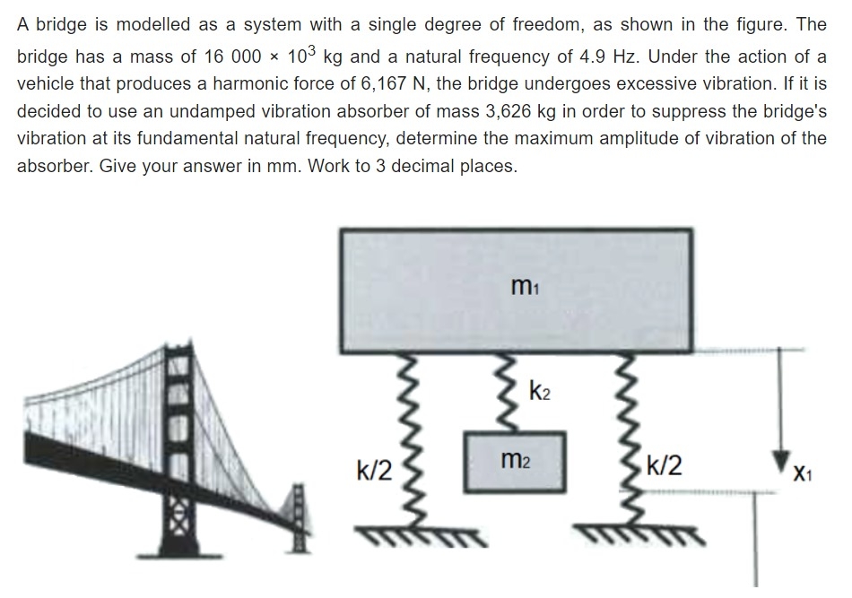 Solved A bridge is modelled as a system with a single degree | Chegg.com