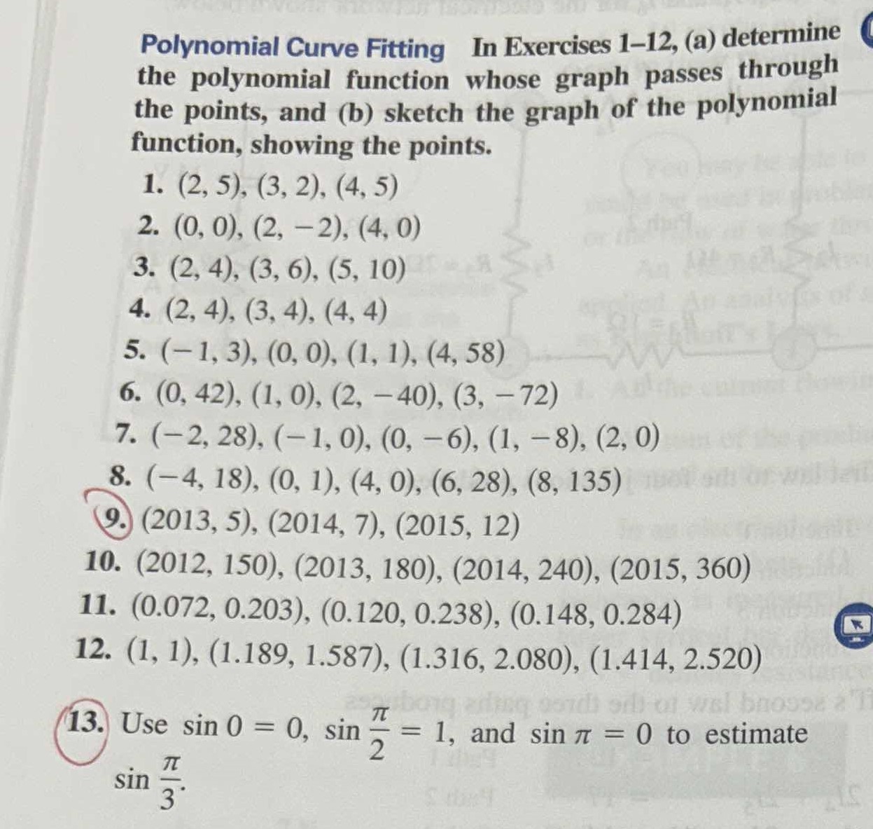 Solved Polynomial Curve Fitting In Exercises 1-12, (a) | Chegg.com