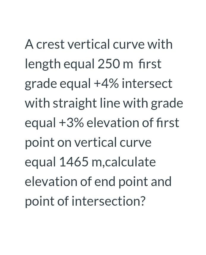 Solved A crest vertical curve with length equal 250 m first | Chegg.com