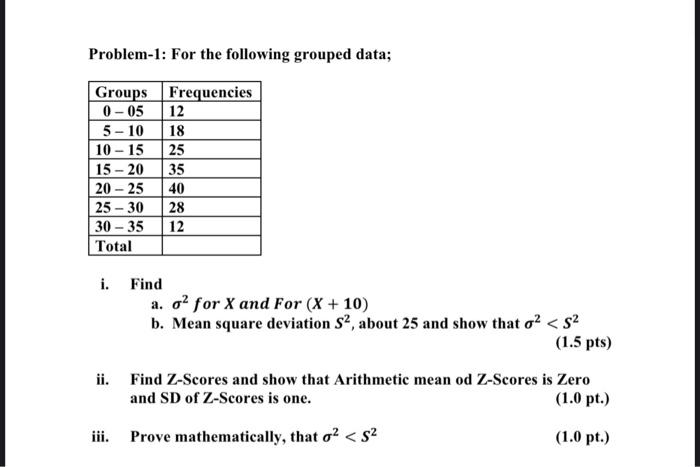 Solved Problem-1: For the following grouped data; Groups | Chegg.com