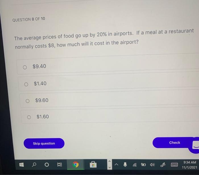 Solved QUESTION 8 OF 10 The average prices of food go up by