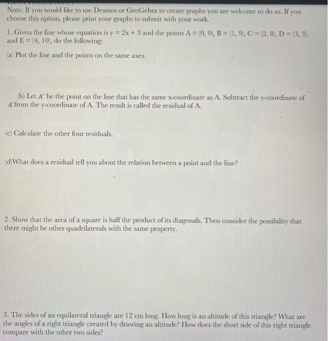 Solved Note: If you would like to use Desmos or GeoGebra to | Chegg.com