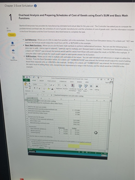 Chapter 3 Excel Simulation 1 Overhead Analysis and | Chegg.com