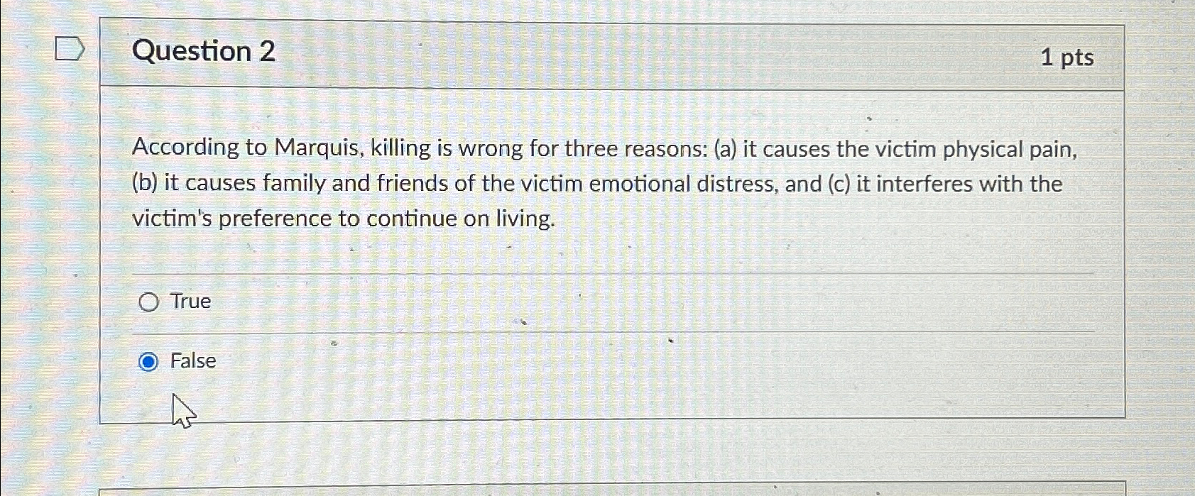 Solved Question 21ptsAccording to Marquis, killing is wrong | Chegg.com