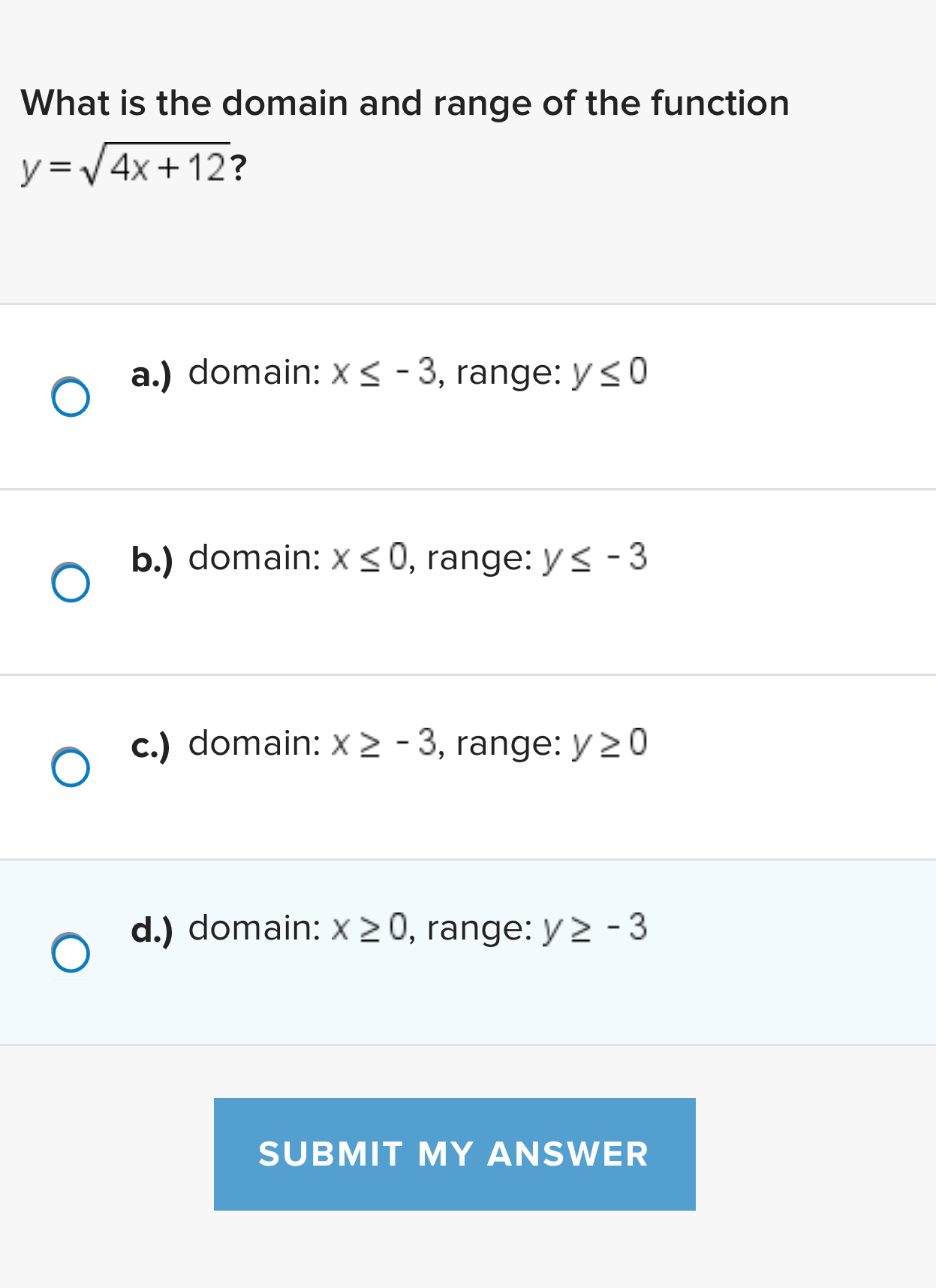 Solved What is the domain and range of the function | Chegg.com