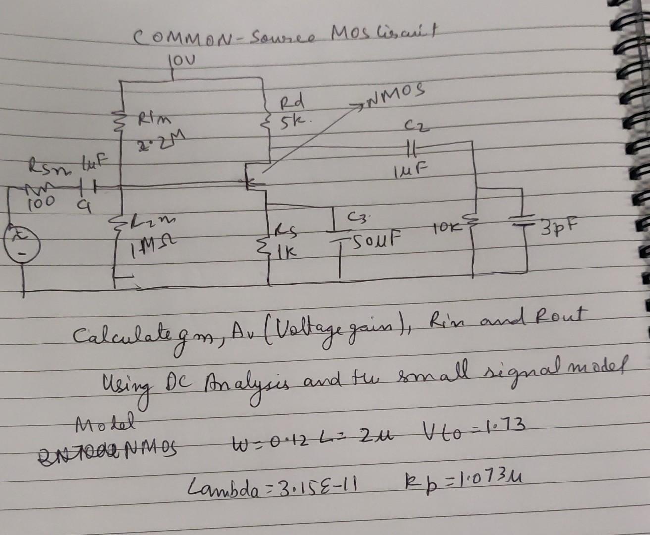 Solved COMMON-Source Mos liscuit you Rd sk. ANMOS Rim 22M CZ | Chegg.com