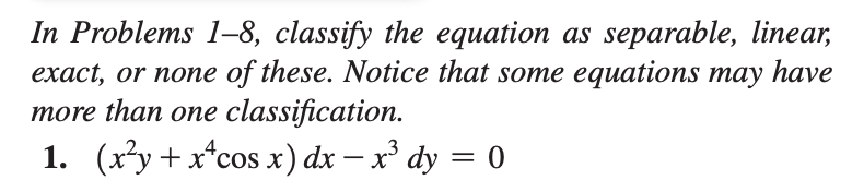 Solved In ﻿Problems 1-8, ﻿classify the equation as | Chegg.com
