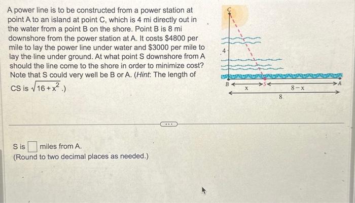 Solved A power line is to be constructed from a power | Chegg.com