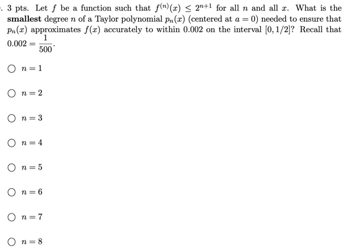 Solved 3 Pts Let F Be A Function Such That F N X