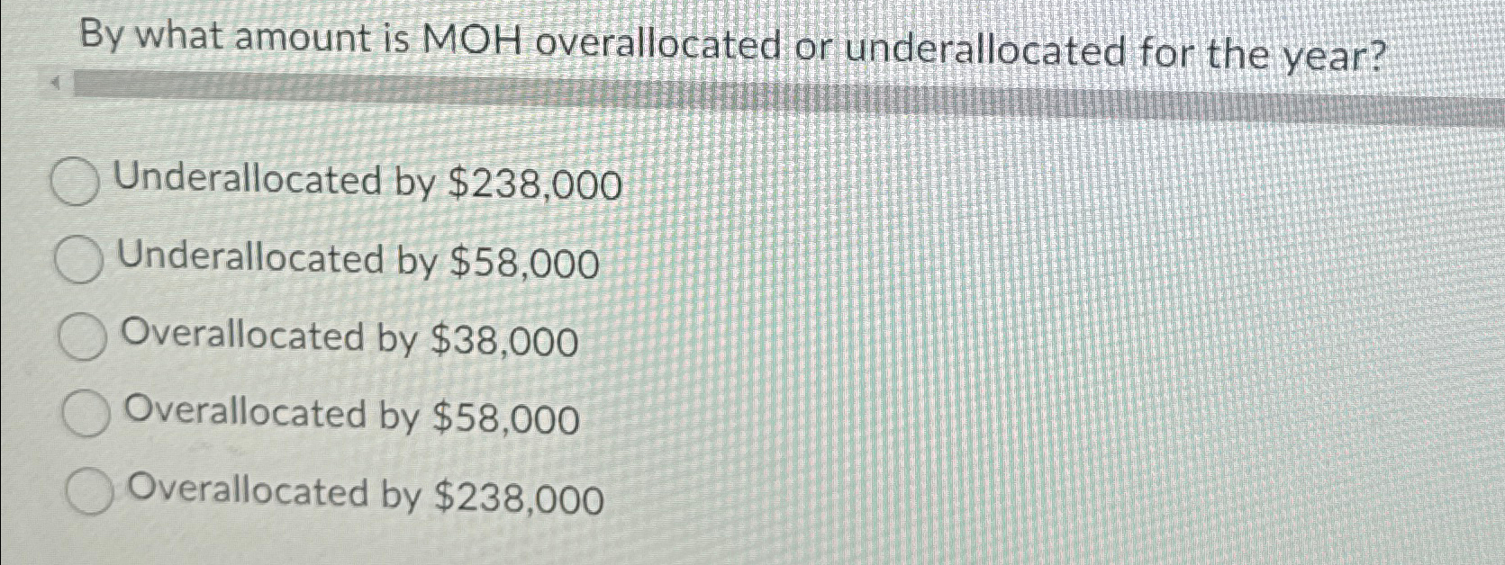 Solved By what amount is MOH overallocated or underallocated | Chegg.com