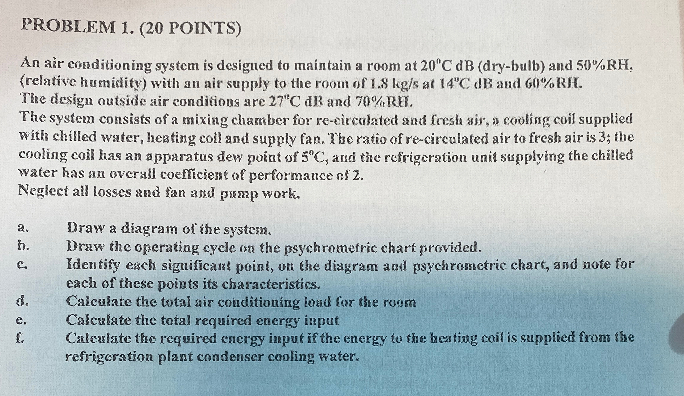 Solved PROBLEM 1. (20 ﻿POINTS)An air conditioning system is | Chegg.com