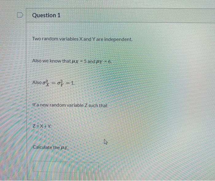 Solved Question 1 Two random variables X and Y are | Chegg.com