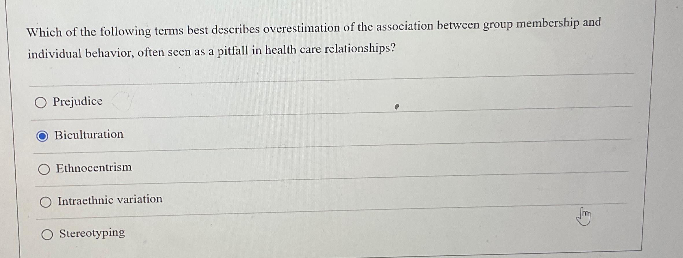 Solved Which of the following terms best describes | Chegg.com