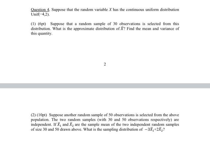 Solved Question 4. Suppose that the random variable X has | Chegg.com