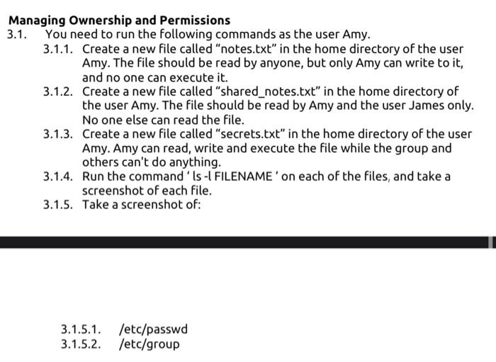 Solved Managing Ownership and Permissions 3.1. You need to | Chegg.com