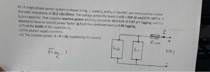 Solved 1. A single phase power system is shown in Fig. 1. | Chegg.com
