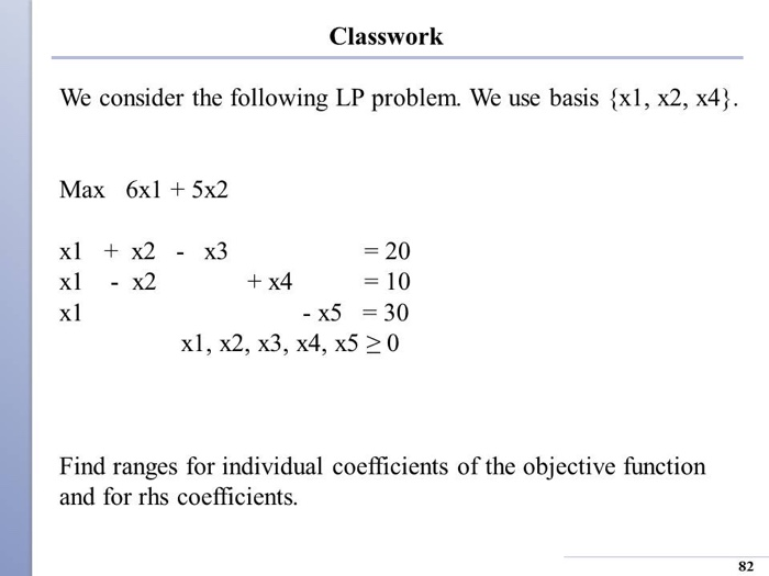 Solved Classwork We Consider The Following LP Problem. We | Chegg.com