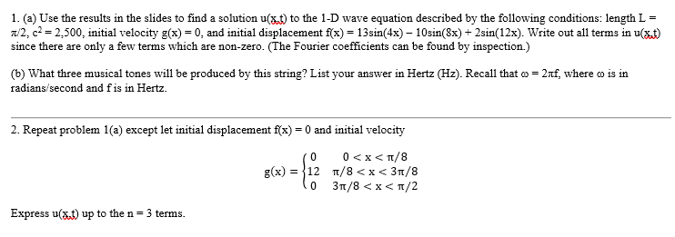 Solved Repeat problem 1 (a) ﻿except let initial displacement | Chegg.com