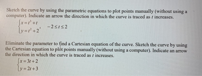 Solved Sketch the curve by using the parametric equations to | Chegg.com