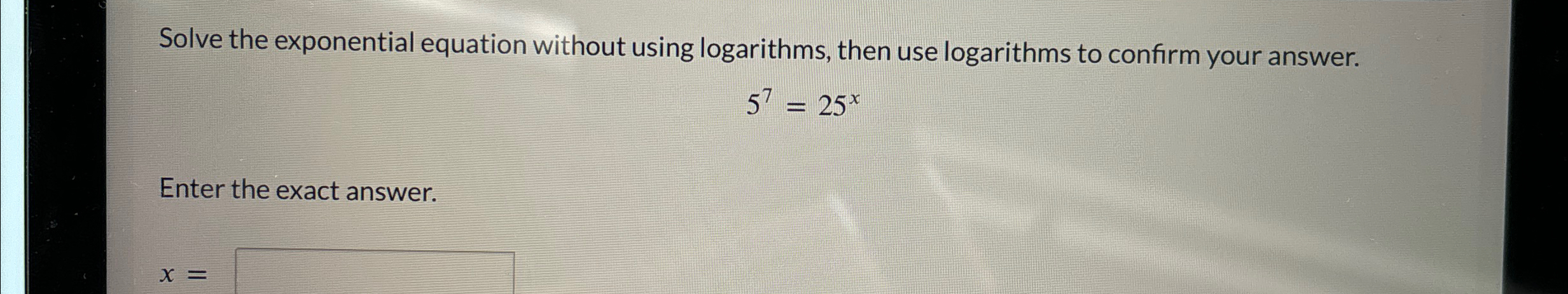 Solved Solve the exponential equation without using | Chegg.com