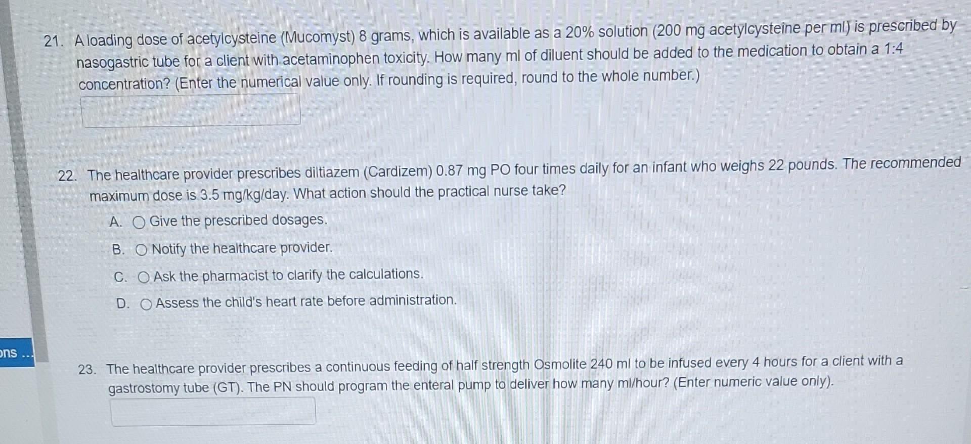 Solved 1 A Loading Dose Of Acetylcysteine Mucomyst 8 Chegg Com   Image 