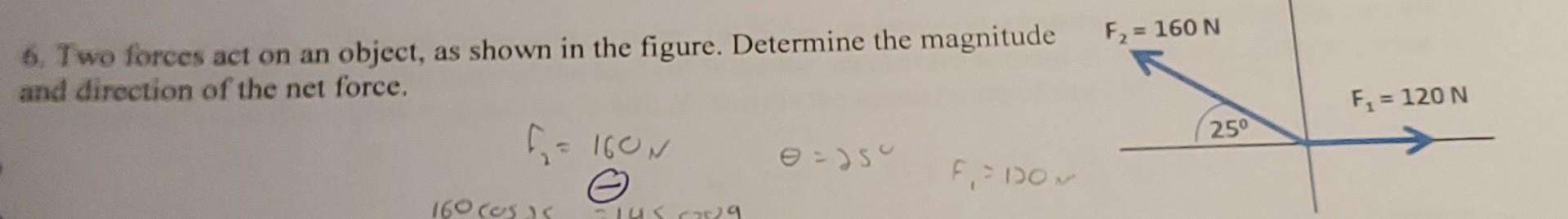Solved 6. Two Forces Act On An Object, As Shown In The | Chegg.com