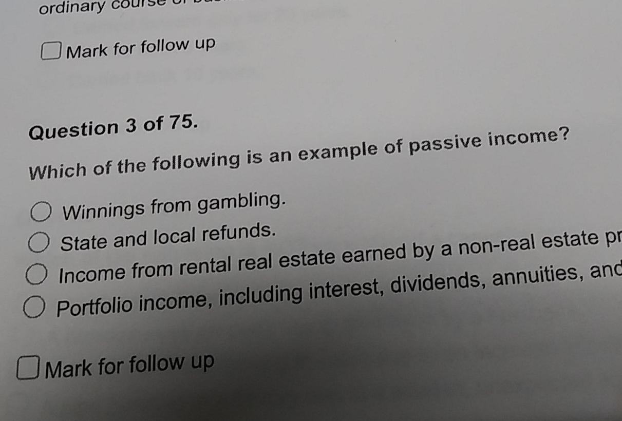 Solved ordinary Mark for follow up Question 3 of 75. Which | Chegg.com
