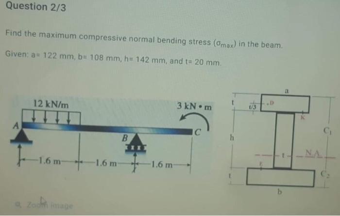 Solved Question 2/3 Find the maximum compressive normal | Chegg.com