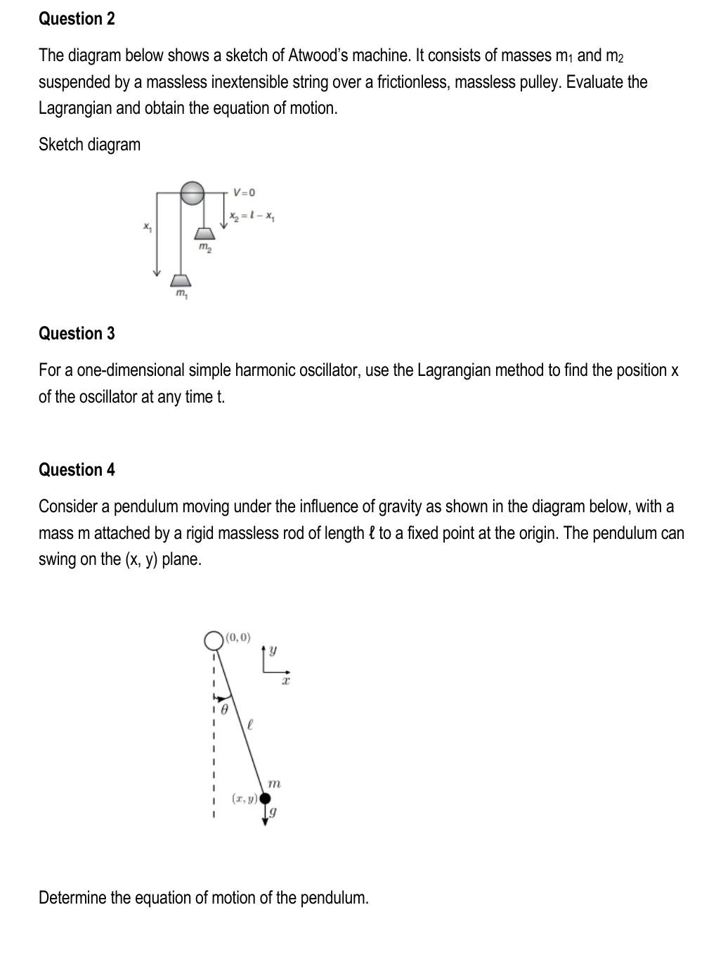 The Diagram Below Shows A Sketch Of Atwood's Machine. | Chegg.com