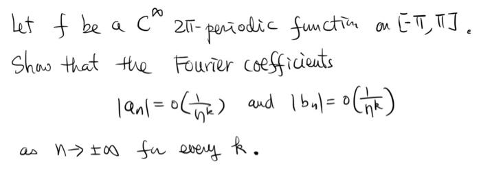 Solved Let f be a C∞2π-periodic function on [−π,π]. Show | Chegg.com