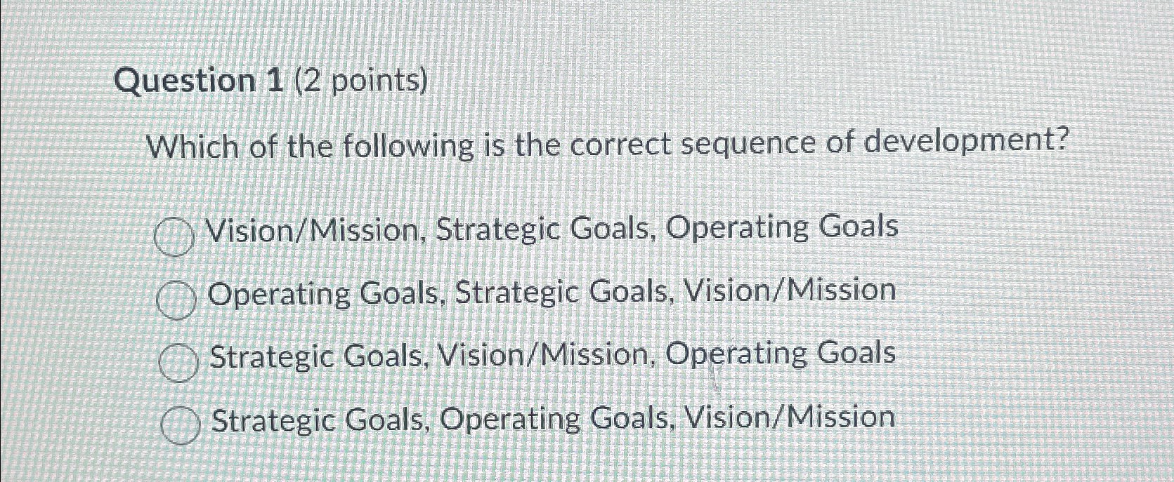 Solved Question 1 (2 ﻿points)Which of the following is the | Chegg.com