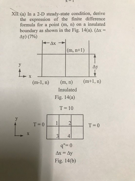 Solved XII. (a) In a 2-D steady-state condition, derive the | Chegg.com