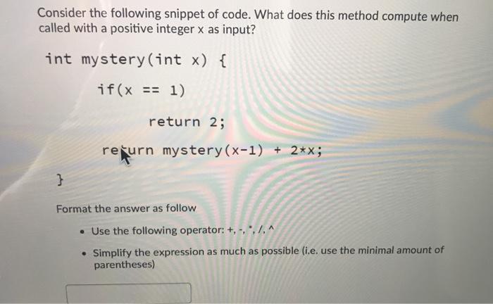 Solved Consider the following snippet of code. What does | Chegg.com
