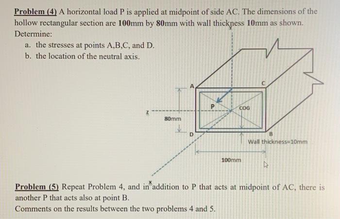 Solved Problem 4 A horizontal load P is applied at Chegg