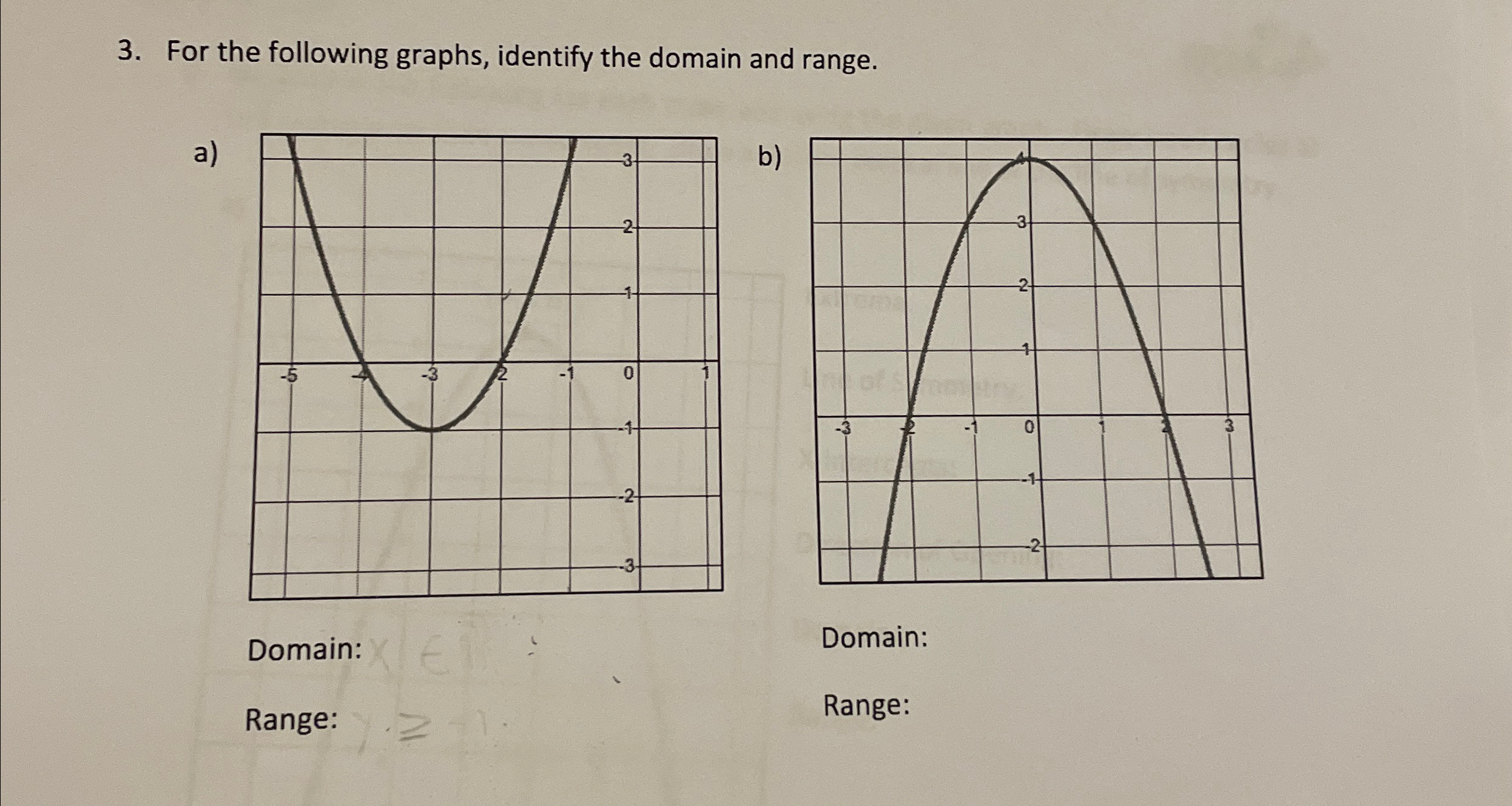 Solved For the following graphs, identify the domain and | Chegg.com