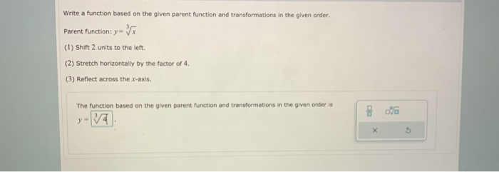 Solved Write a function based on the given parent function | Chegg.com