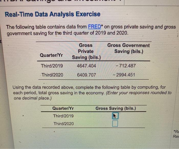 Solved Real-Time Data Analysis Exercise The following table | Chegg.com