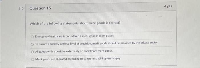 Solved Which of the following statements about merit goods | Chegg.com