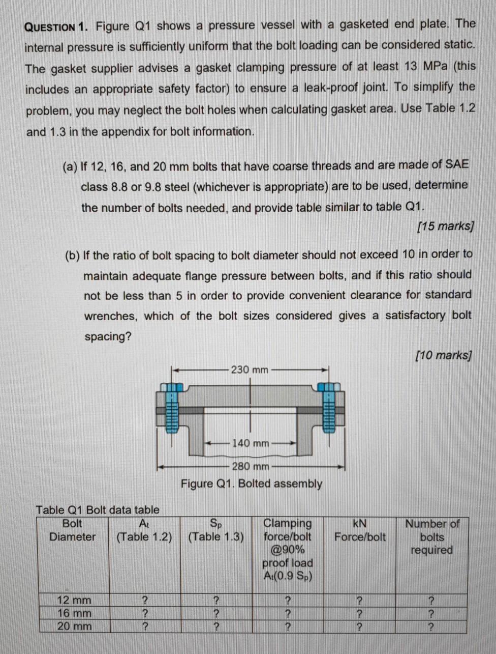 Solved QUESTION 1. Figure Q1 shows a pressure vessel with a | Chegg.com