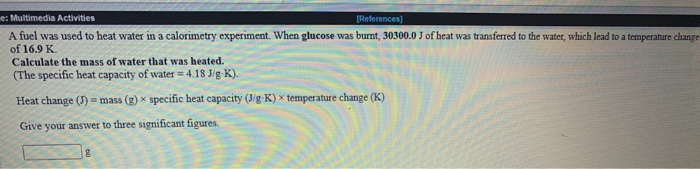 Solved E Multimedia Activities References A Fuel Was Used Chegg