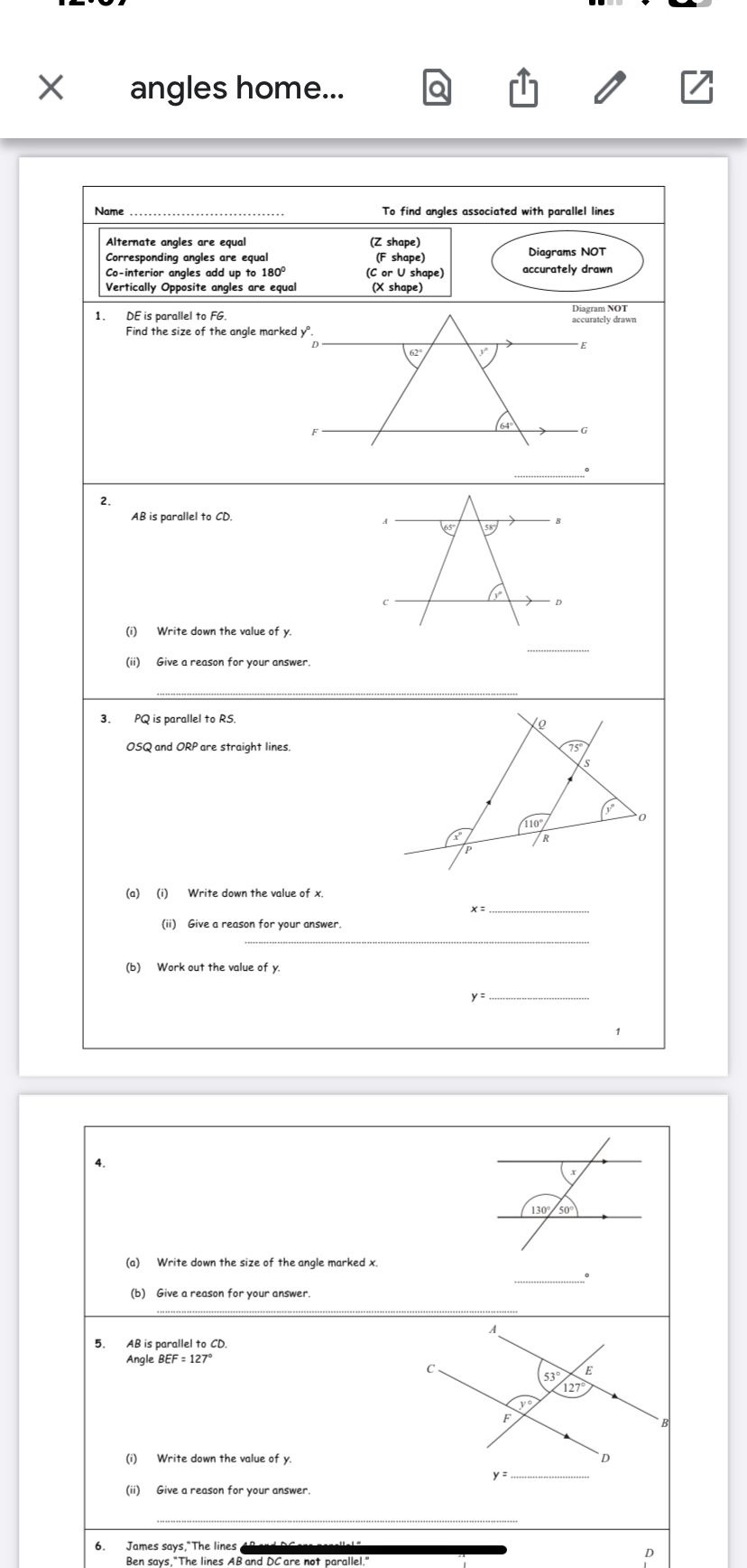 Solved angles home...\table[[Name | Chegg.com