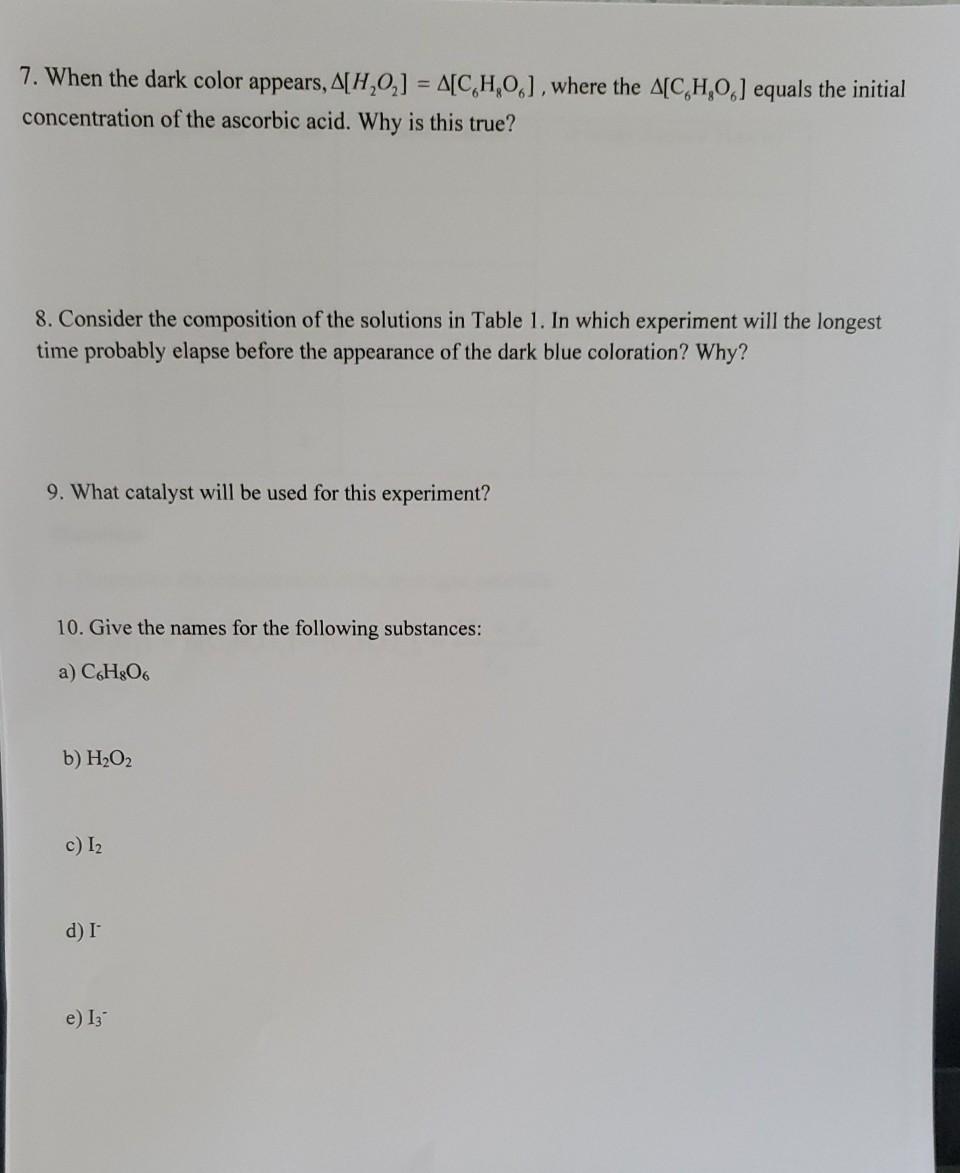 Solved This is from the Vitamin C clock reaction lab. please