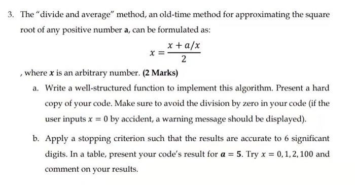 Solved 3. The “divide and average