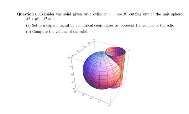 Solved Question 6 ﻿Consider the solid given by a cylinder | Chegg.com