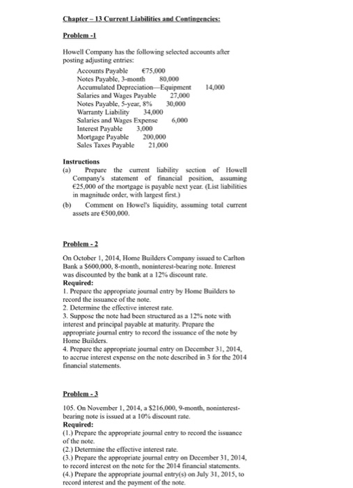 Solved Chapter 13 Current Liabilities and Contingencies: | Chegg.com