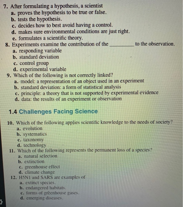 after formulating a hypothesis a scientist quizlet