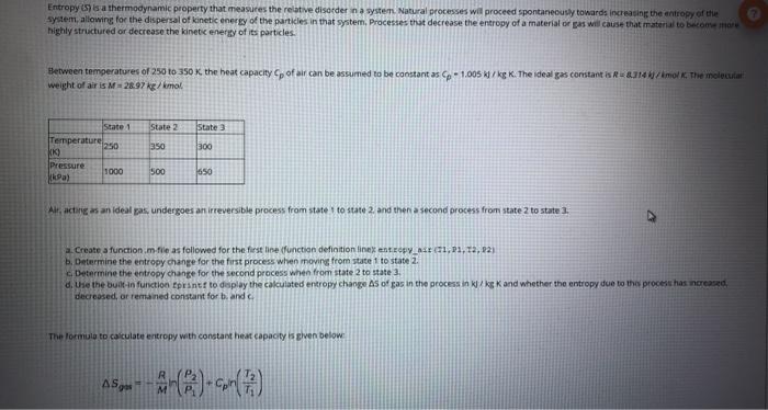 Solved Entropy (5) 6 a thermodynamic property that measures | Chegg.com