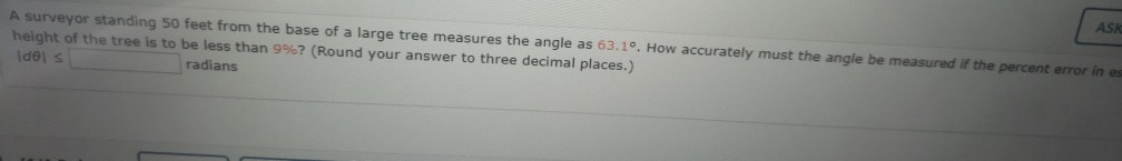 Solved Ask A Surveyor Standing 50 Feet From The Base Of A Chegg Com