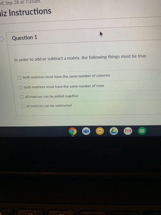 Solved ed: Sep 28 at 7:35 iz Instructions Question 1 In | Chegg.com