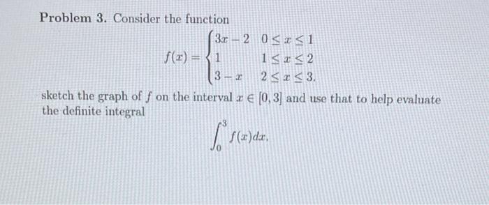 Solved Problem 3. Consider the function | Chegg.com
